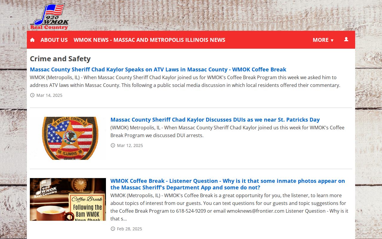WMOK Crime and Safety archive for Massac County arrest reports
